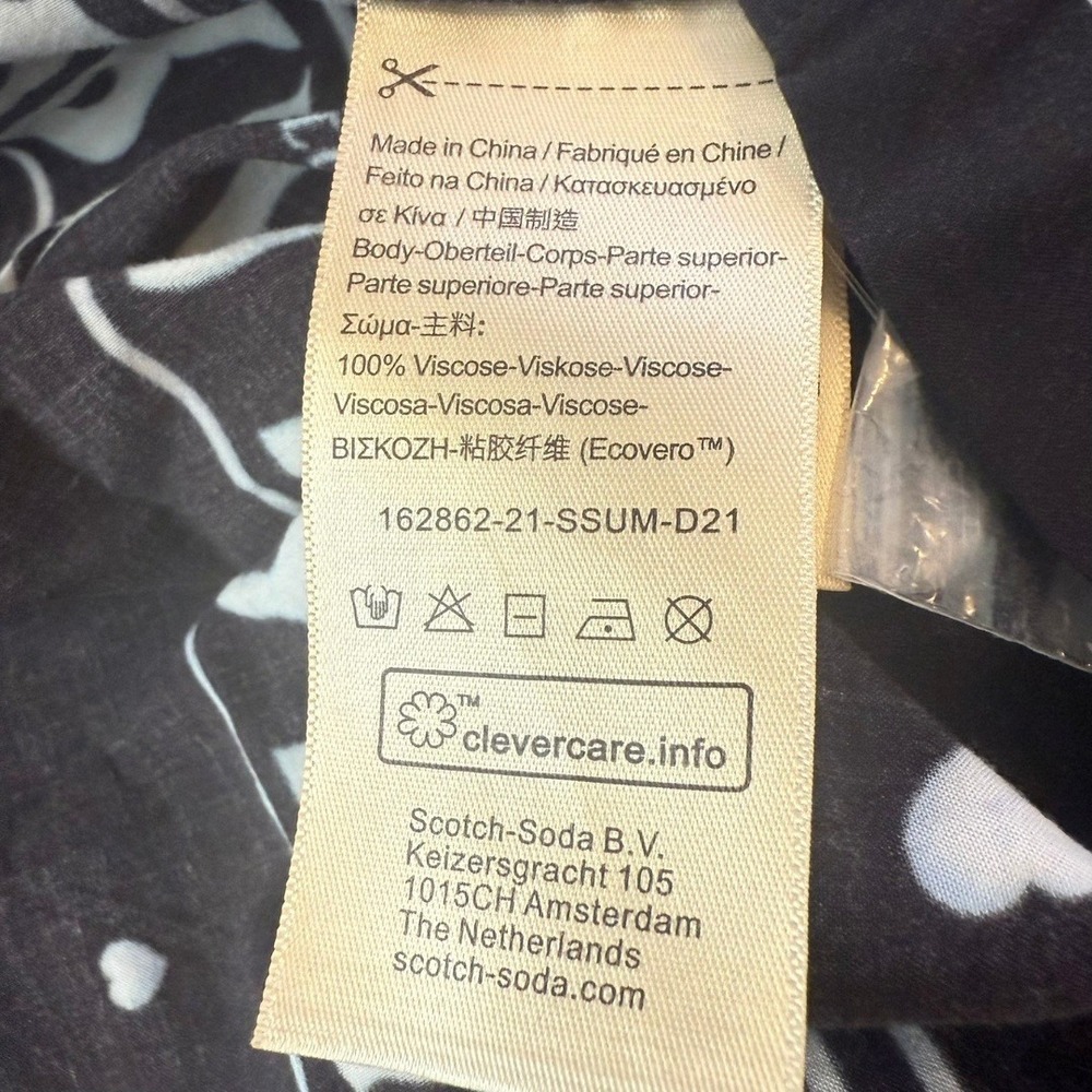 Scotch Soda Mens Black Born to Love Yin Yang Short Sleeve Button Up Shirt Size S - Picture 6 of 10